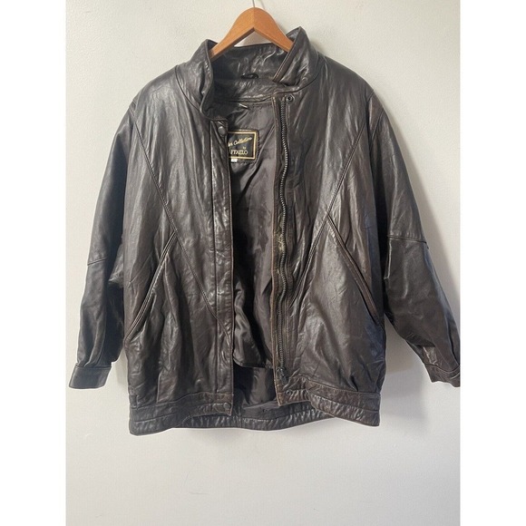 Golden Collection By Rafaello Mens Leather Size XL Brown Bomber Top Gun Jacket